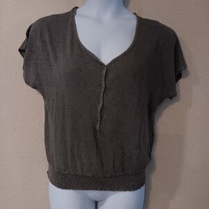 Hello Nite Casual V-Neck Gray Women's Top